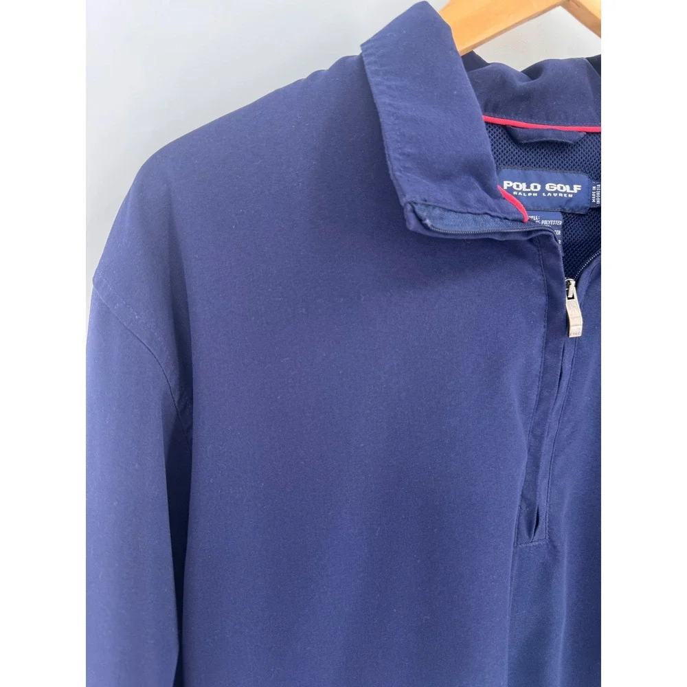 Polo Ralph Lauren Windbreaker Mens M Navy Blue Vintage 1/4 Zip Golf Jacket